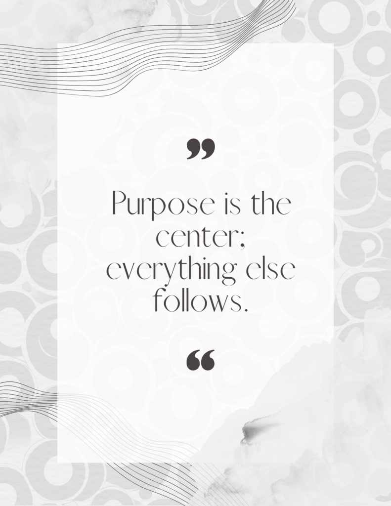 Free Printable: "Purpose is the center; everything else follows."